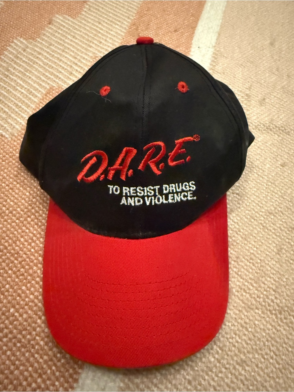 Black and Red Embroidered Cap